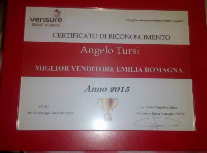 Angelo Tursi - Mental Coach - Verisure miglior venditore Emilia Romagna 2015